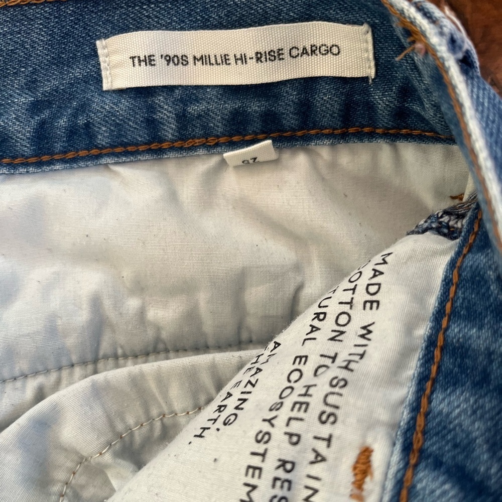 Demin Forum 90s Millie Hi-Rise Grunge Cargo Utility Medium Wash Relaxed Jeans - Picture 13 of 15